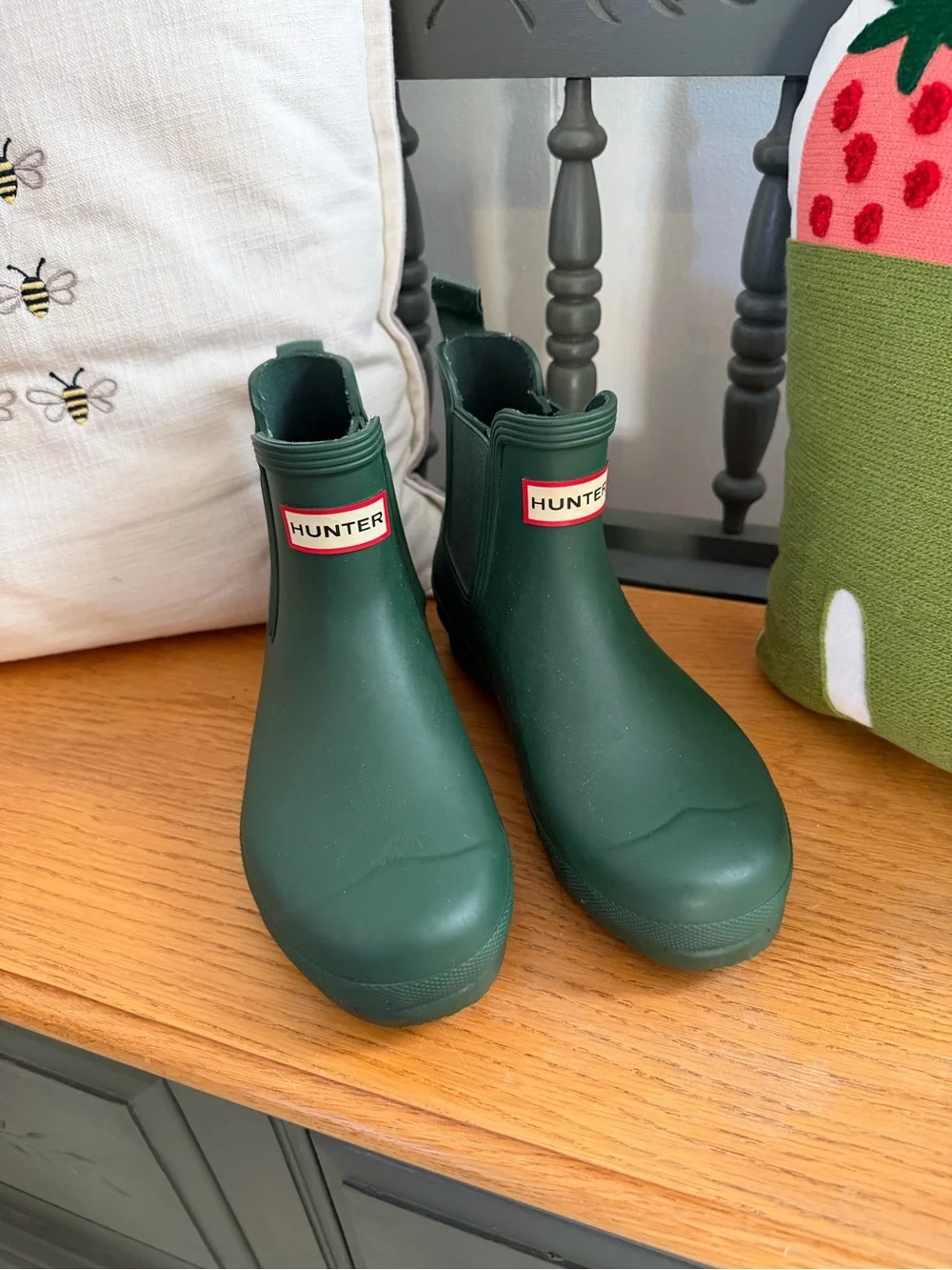 Hunter Green Chelsea Rain Boots - Womens 7 / EU 38